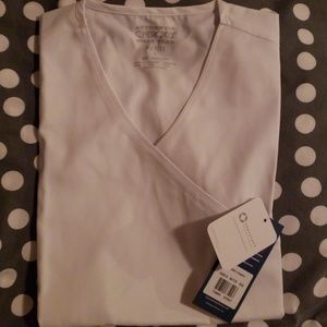 White XXS Cherokee Certainty WW flex scrub top